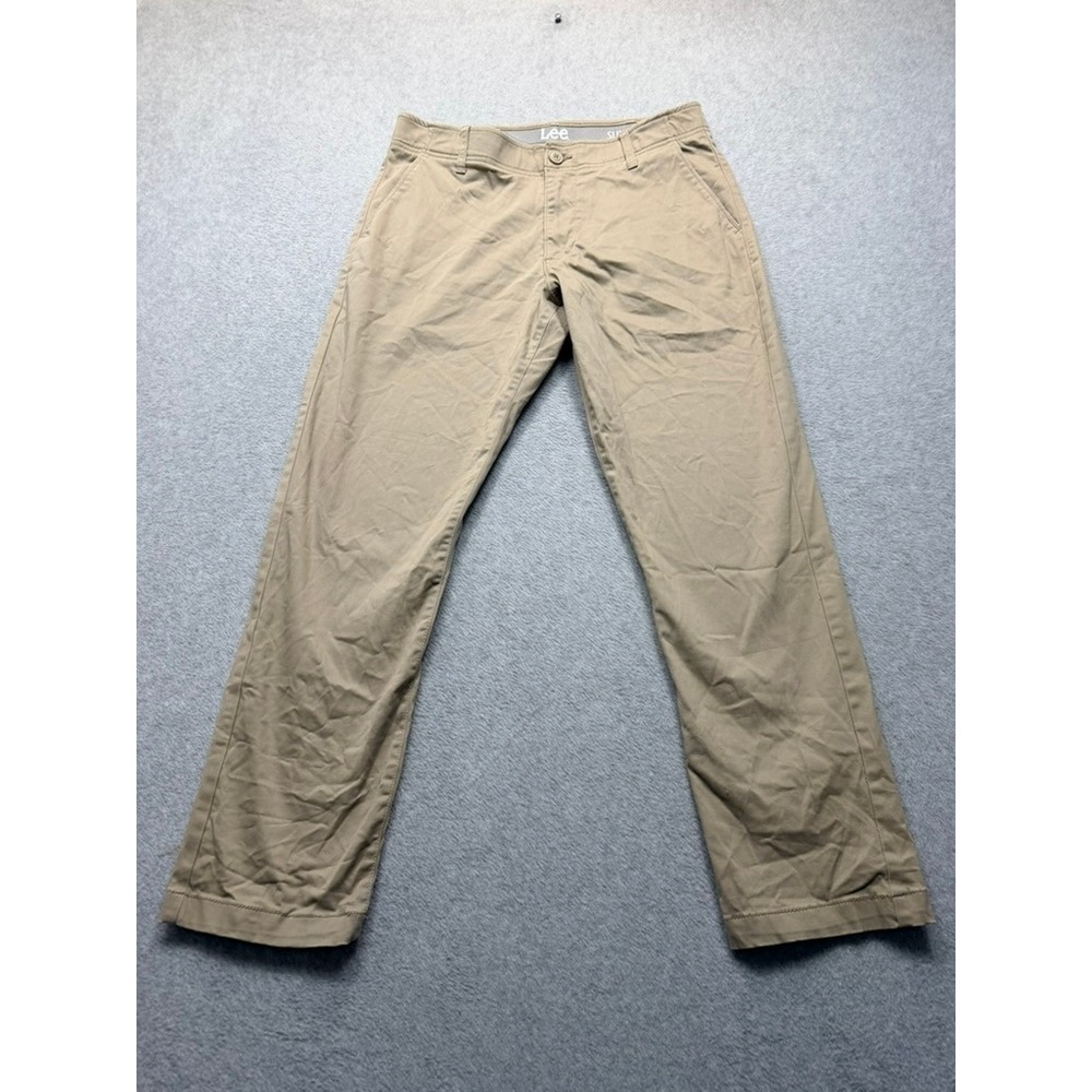 Lee Mens Slim Straight Chino Pants Khaki Tan Stretch Trousers 33x30 2008744